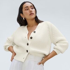 Everlane The Texture Cotton Cardigan – Cream (Size L)